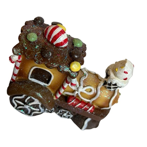 Gingerbread Train Christmas Decor 3 Piece Candy Cane Santa Vintage Holiday Decor - Picture 4 of 8